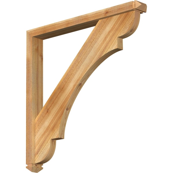 Ekena Millwork Olympic Arts and Crafts Rough Sawn Bracket w/ Offset Brace, Western Red Cedar, 4"W x 36"D x 36"H BKT0402X36X36OLY03RWR - main